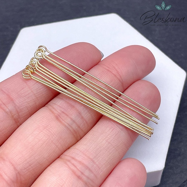 5 см*0,6 мм Цвет золото, Пины петелька средние уп. 10 шт. Люкс