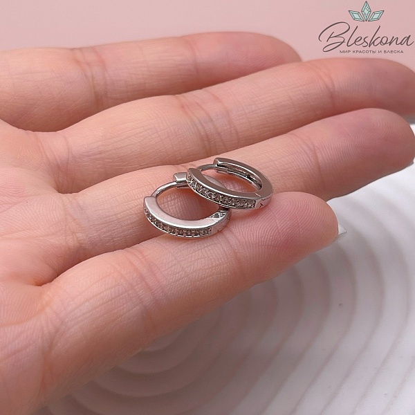 13 мм, цвет Серебро, Швензы бублик стразы Люкс