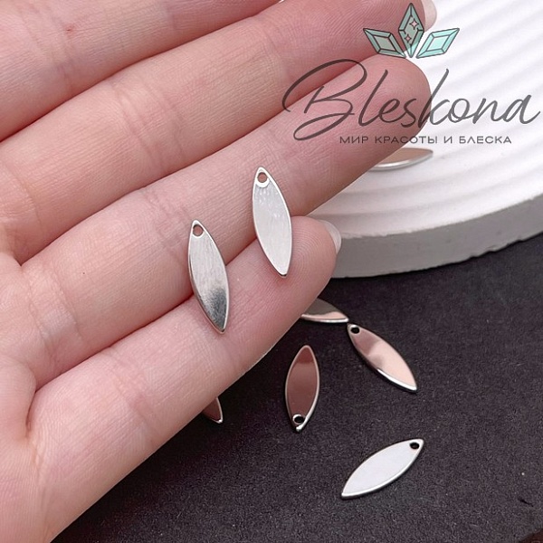 16*5 мм Цвет серебро, Подвеска капля острая