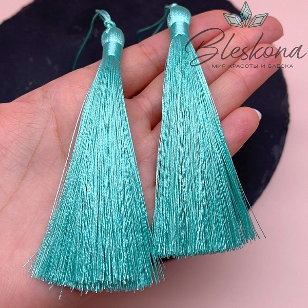 Кисть вискозный шелк Бирюзовая 10*1 см