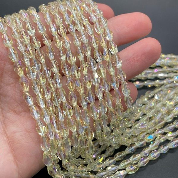 4*7,5 мм Стекло Lux, ракушка мини, цвет песочный с переливом