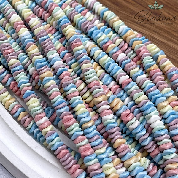 Радужный Агат диски волна микс 2*6 мм (имитация)