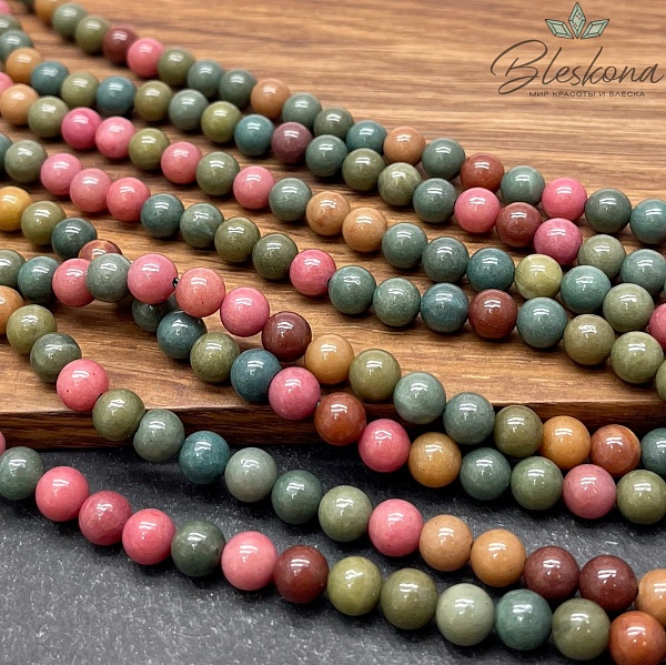 Агат микс №2 (тонированный) 6 мм 