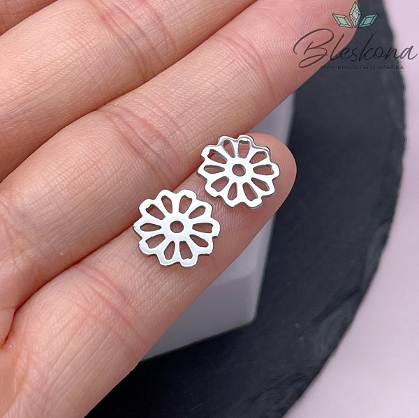 11 мм Цвет серебро, Подвеска Цветочек контур