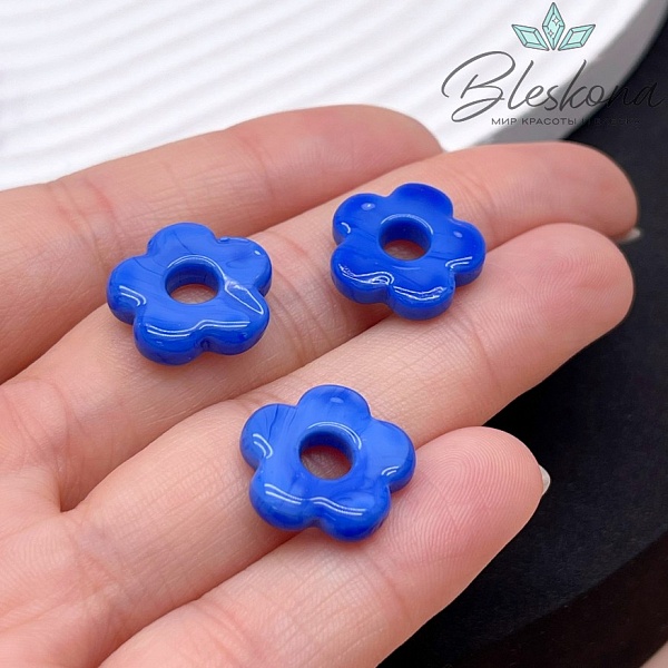 15 мм Подвеска цветок синий