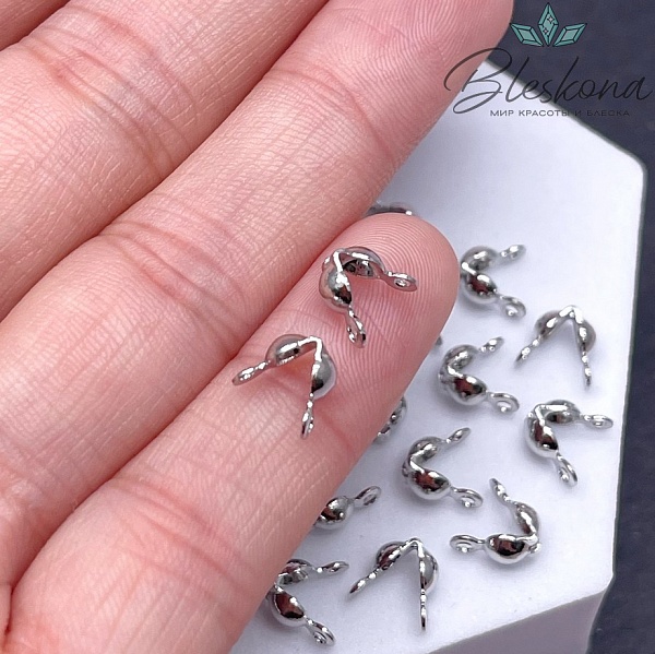 7,5*4 мм Цвет серебро, Каллоты двойное кольцо Люкс уп. 20 шт.