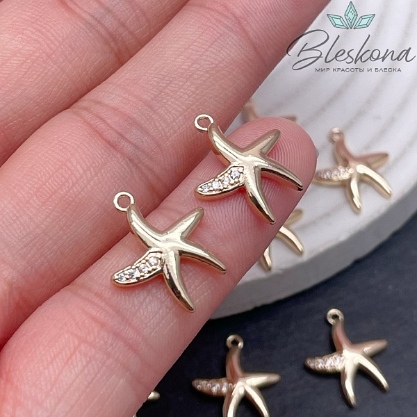 16*13,5 мм Цвет золото, Подвеска Морская звезда с цирконами