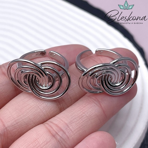 22 мм Цвет серебро, Кольцо безразмерное круги 