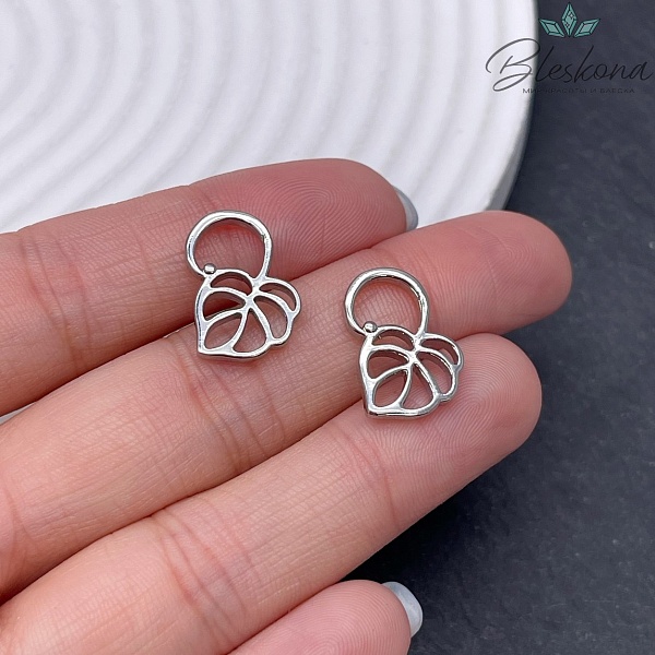 17*12 мм Цвет серебро, Подвеска Лист Монстера