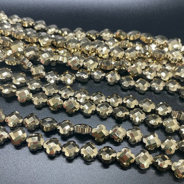 8 мм Стекло Lux, клевер, цвет золото 