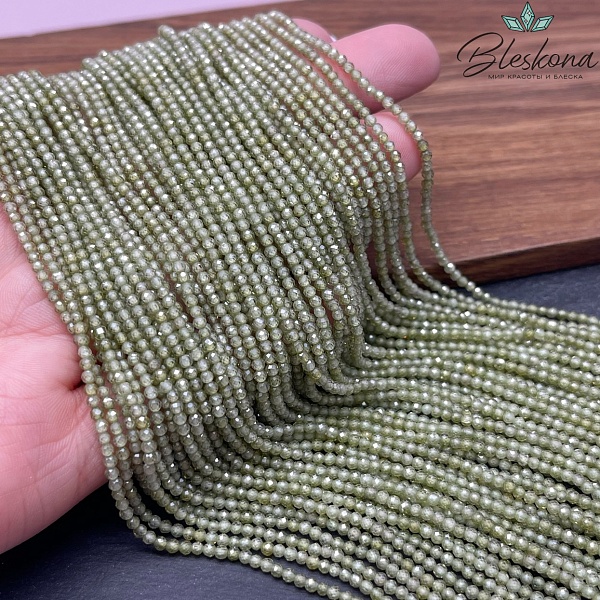 Циркон огранка зеленый 2 мм (кубический цирконий, фианит) 