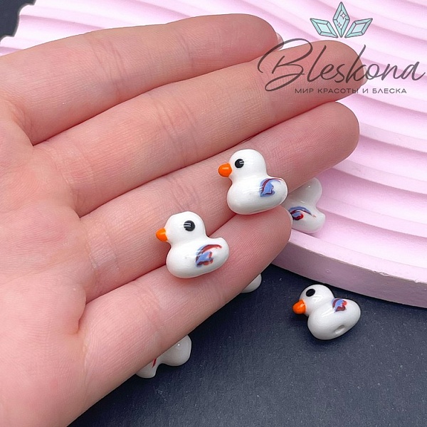 12*12,5 мм Керамика бусина уточка белая