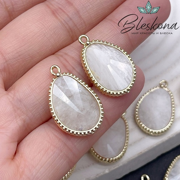 14,4*23мм, цвет золото ,Подвеска капля Лунный камень