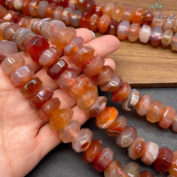 Агат диски в огранке 9*16 мм