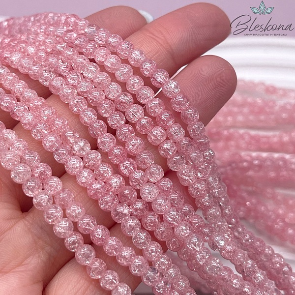 Кварц снежный  светло- розовый №1 (имитация) 4 мм