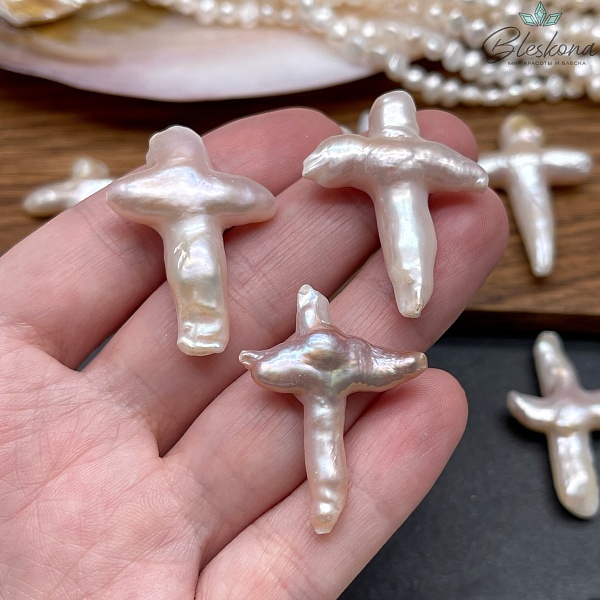 (25-35)*(18-25) мм Жемчуг Барокко Крест штучно горизонтальный фиолетовый