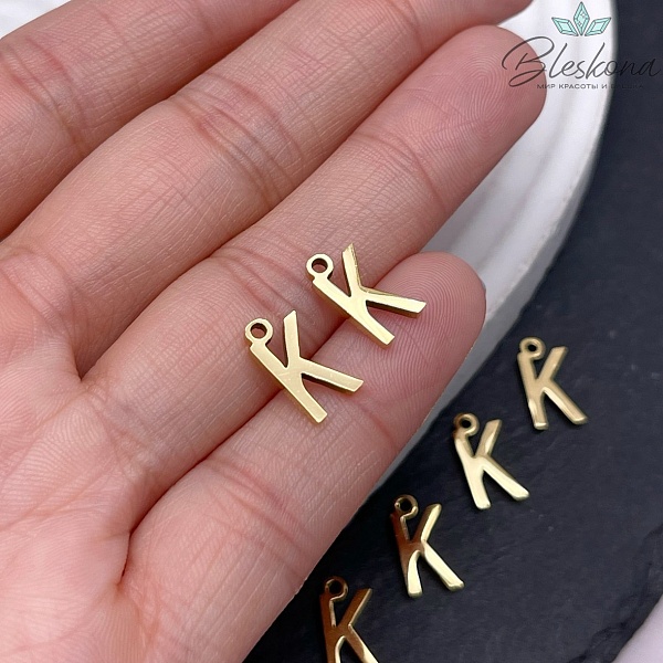 12 мм Цвет золото, Буква K основа сталь 