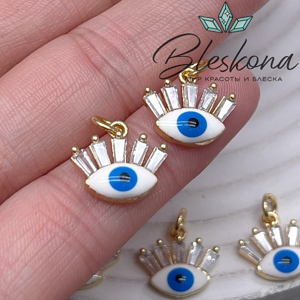 12,5*13,6 мм Цвет золото, Подвеска глаз с цирконами