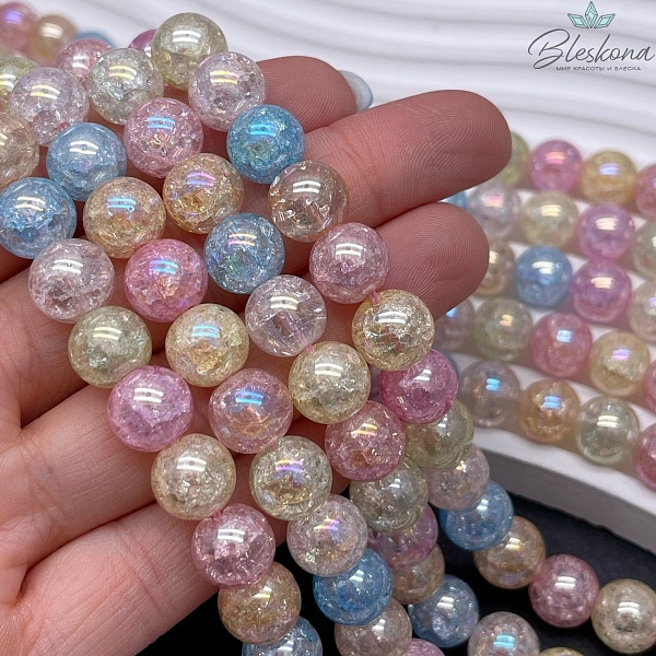 Кварц снежный  микс с переливом №1 (имитация) 10 мм