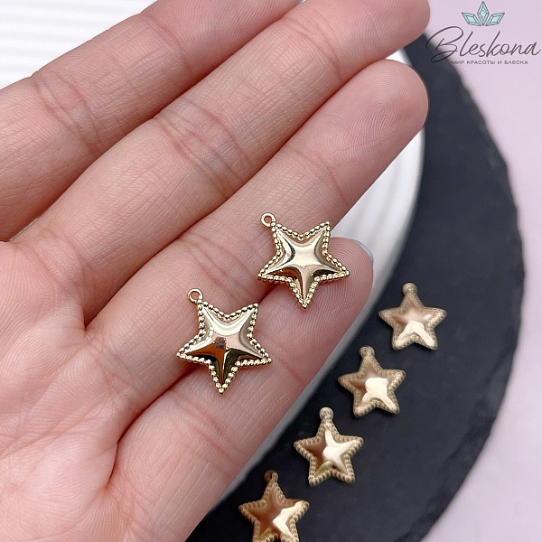 14,8*13,3мм, Цвет золото, Подвеска звезда точки  