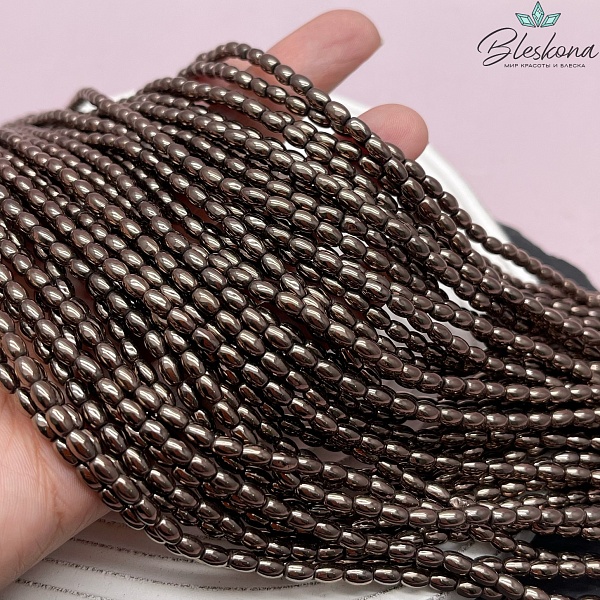 5*3 мм Гематин имитация, Рис коричневый №1 (шоколадный)