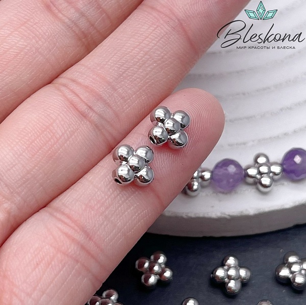 7,5*7,8 мм Цвет серебро, Бусина цветок 