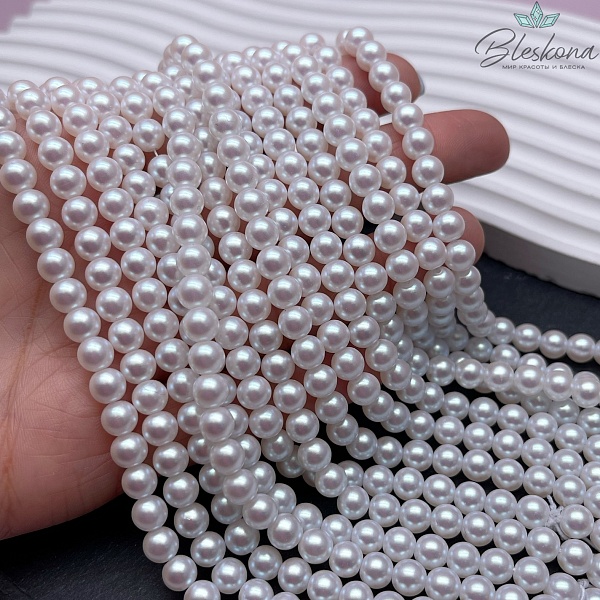 Жемчуг Майорка, цвет белый перламутр 6 мм