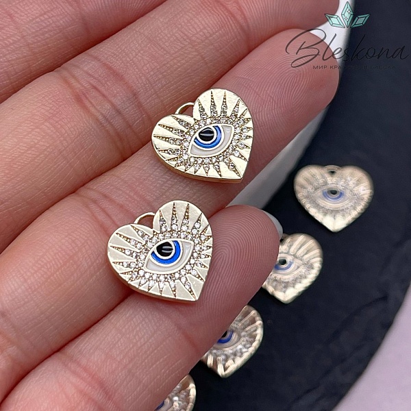 14*14,7мм Цвет золото, Подвеска сердце глаз  