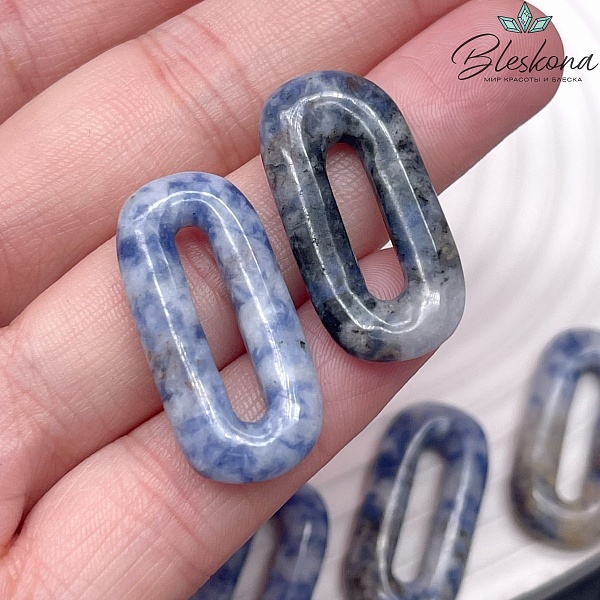 30*14 мм Подвеска овал Яшма Синяя пятнистая