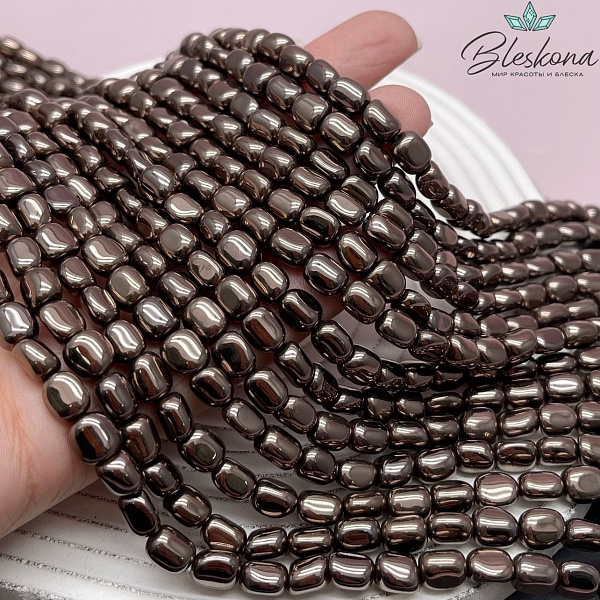 6-7 мм Гематин галтовка, цвет коричневый №1 (шоколадный), имитация