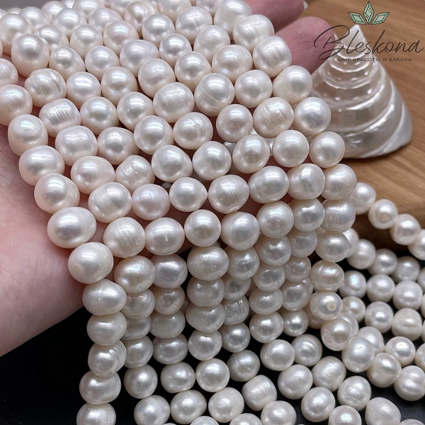 Жемчуг шар белый 9,5-10 мм 