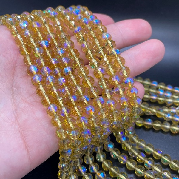 6 мм Стекло Lux, шар, цвет желтый с переливом