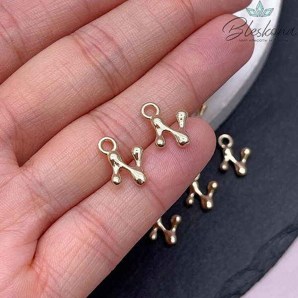 13 мм Цвет золото, Буква гладкая N 