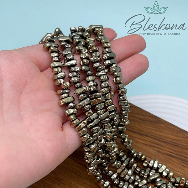 6-7 мм Гематин сколы шлифованные, темное золото №1, имитация 