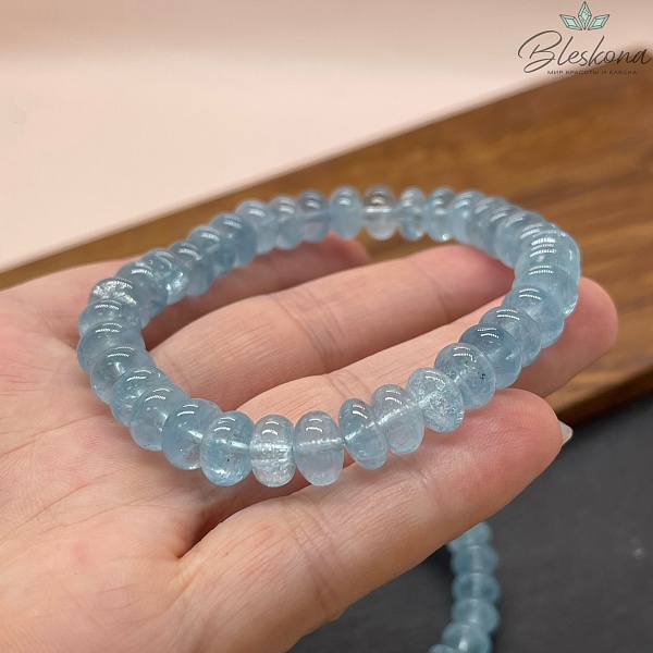 Топаз голубой рондель 8 мм сет 18 см