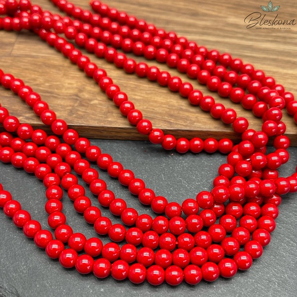 Жемчуг Майорка красная 6 мм