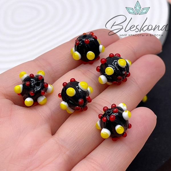 11*14 мм Бусина шар черный пупырчатый