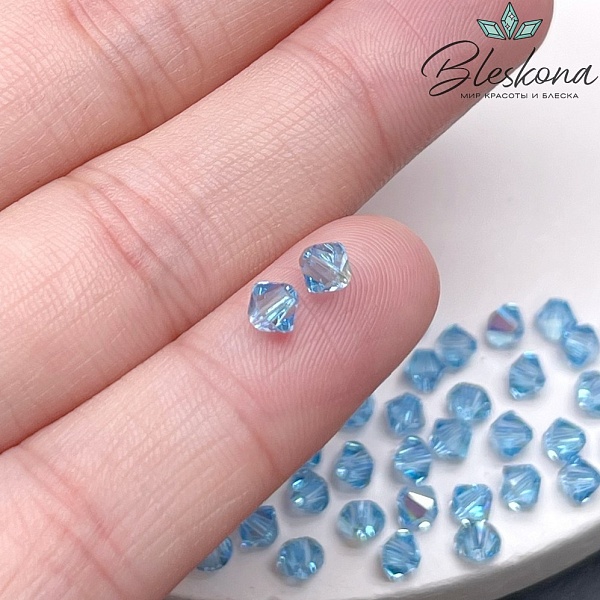5328 Xilion Bicone 4 mm Aquamarine Aurore Boreale уп. 20шт