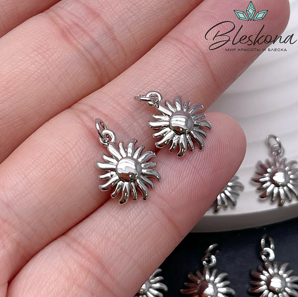 13*10 мм Цвет серебро, Подвеска солнце гладкое 