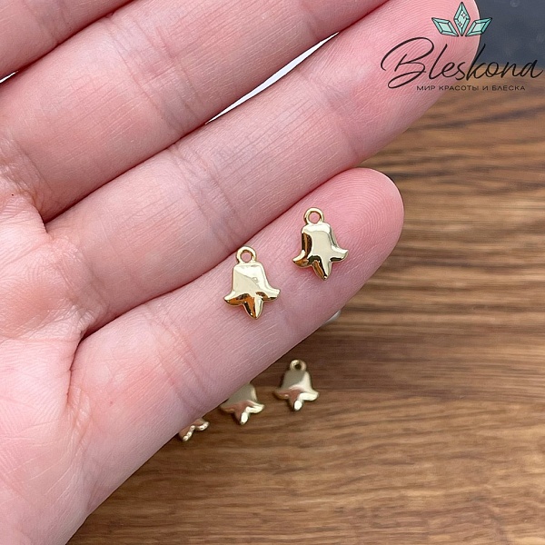 9*7 мм Цвет золото, Подвеска Тюльпан Этно №1