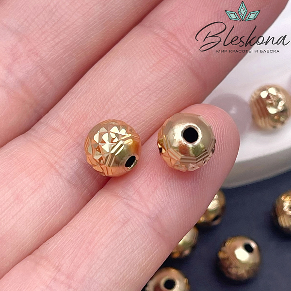 8 мм Цвет золото, Бусина шар