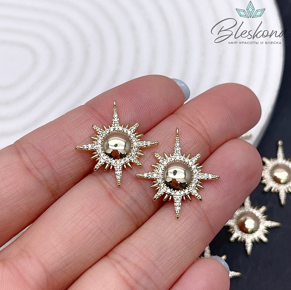 22*20 мм Цвет золото, Подвеска солнце цирконы