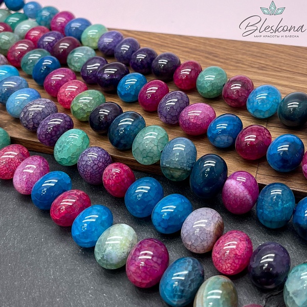 Агат микс №2 (тонированный) галтовка 15*18 мм