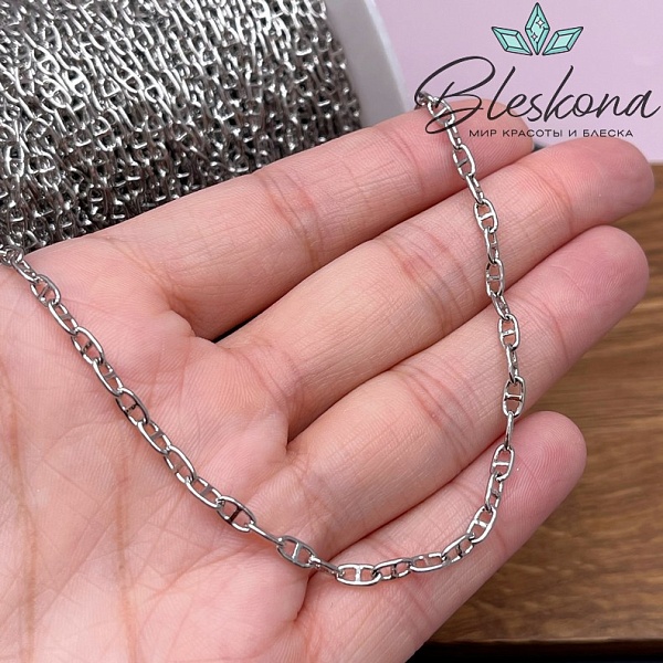 Цепь №73-3 цвет серебро 6*3 мм