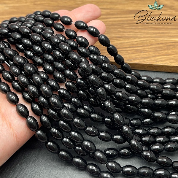 Агат черный рис 9*6 мм