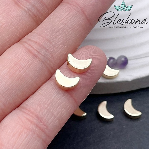 7*5,3 мм Цвет золото, Бусина Луна, гладкая