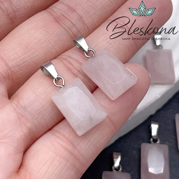 14*10 мм Подвеска прямоульник Розовый кварц огранка