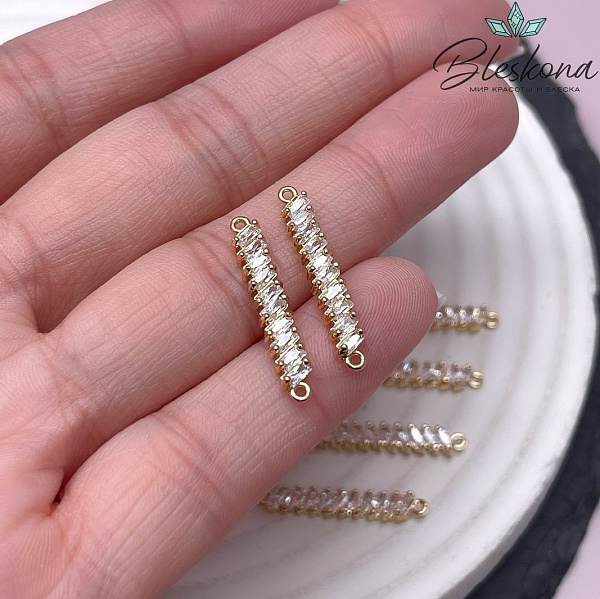 23,4*4 мм Цвет золото, Коннектор палочка с цирконами