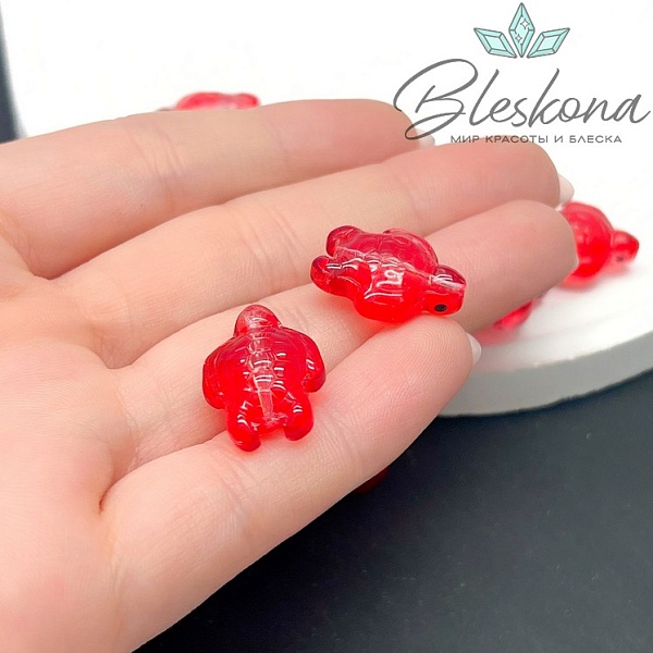 18,5*14 мм  Бусина черепаха красная