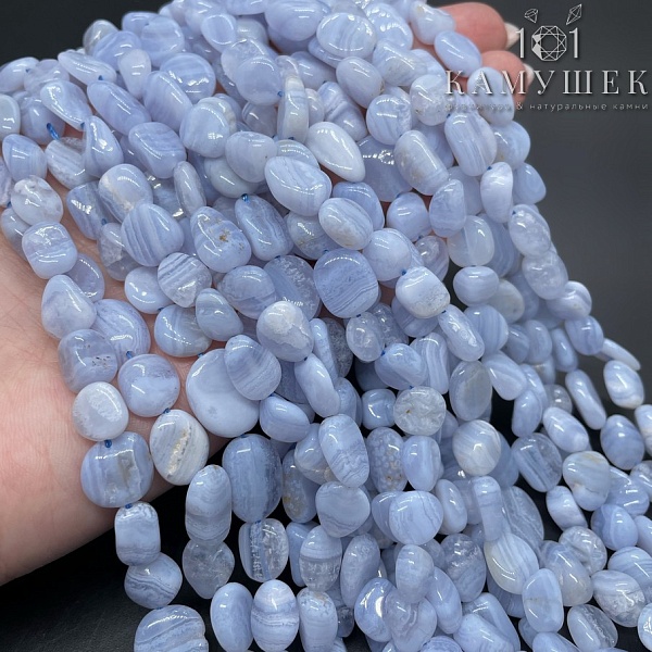 Агат голубой (Сапфирин) галтовка 8-10мм